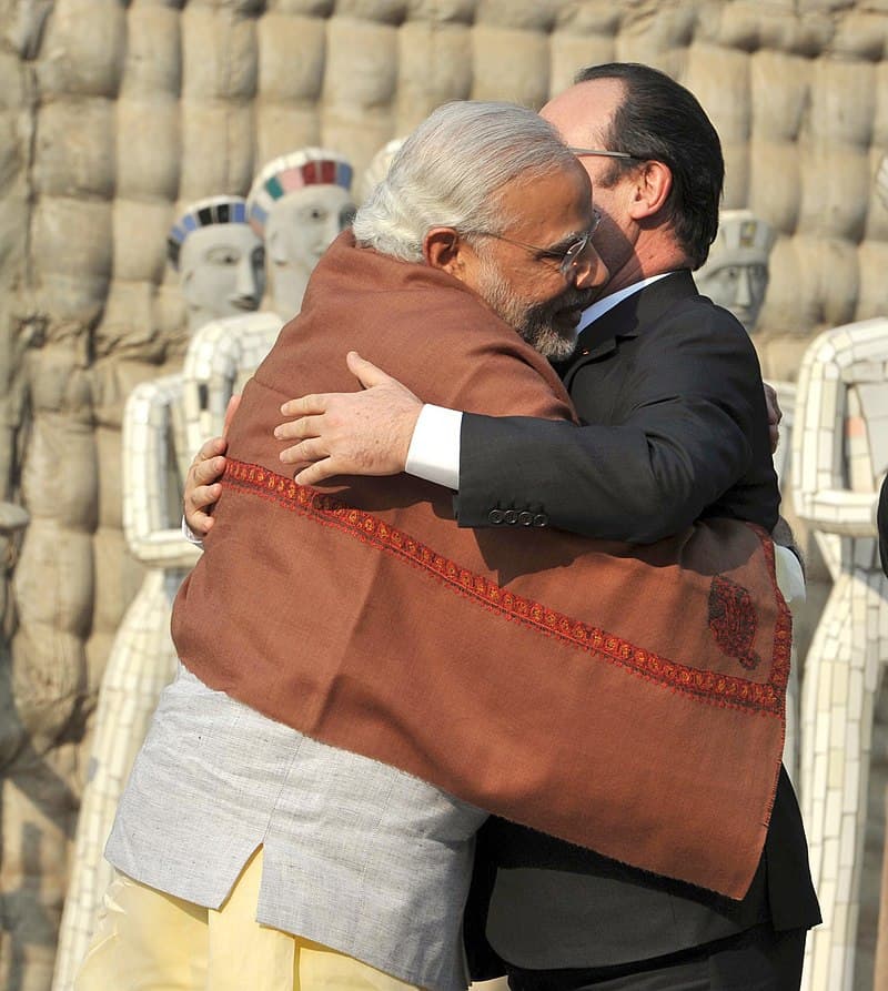 Former French President François Hollande and Prime Minister Narendra Modi
