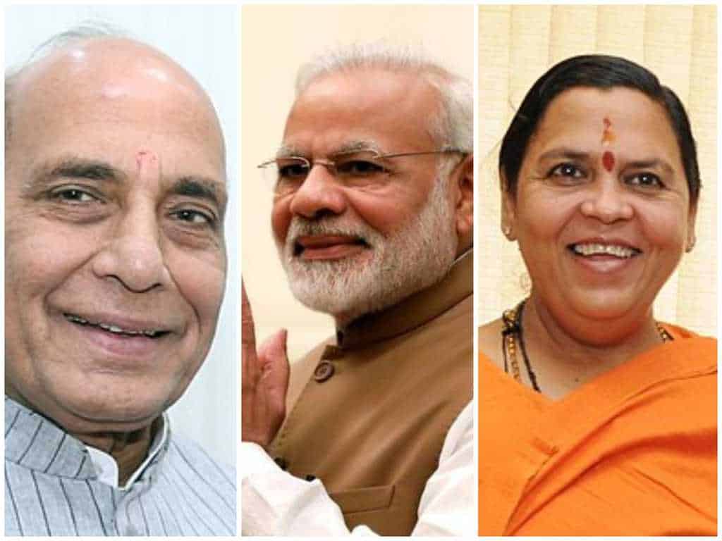 Narendra Modi Rajnath Singh Uma Bharti